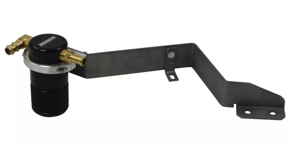 Moroso 85609 Air/Oil Separator Catch Can – Small Body – Billet Aluminum – Black Finish fits 2007-2014 Mini Cooper S