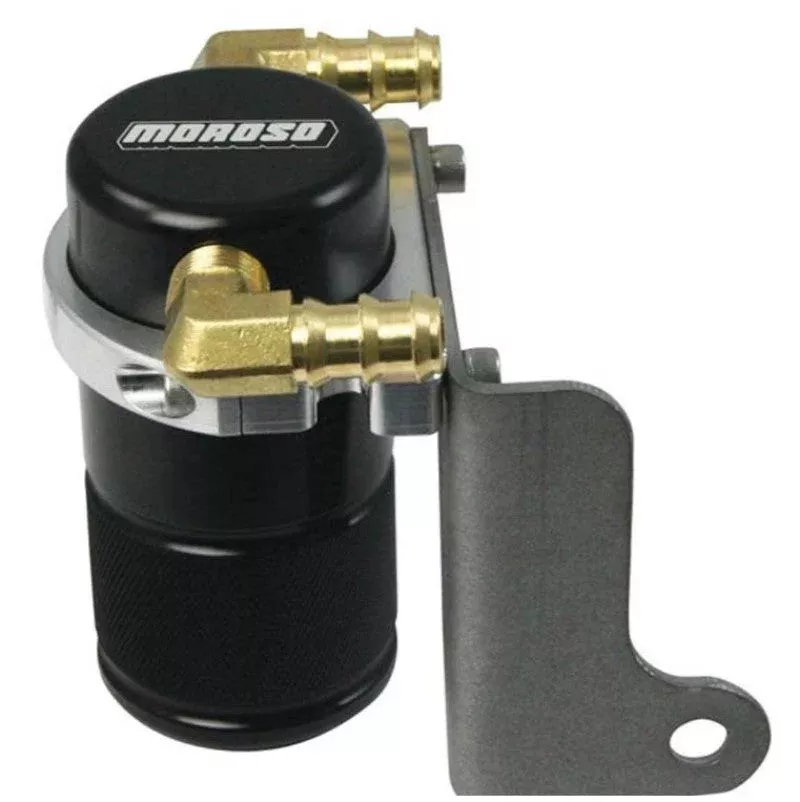 Moroso 85613 Air/Oil Separator Catch Can – Billet Aluminum – Black fits 2006-Up Dodge Charger / Challenger 6.1L