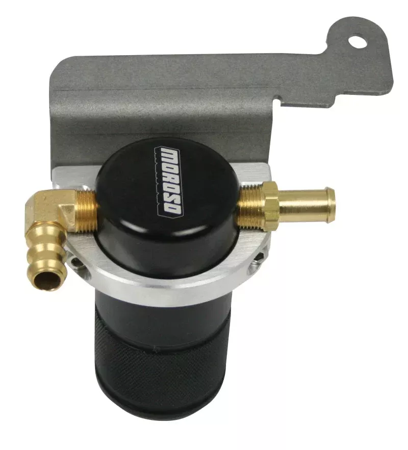 Moroso 85617 Air/Oil Separator Catch Can – Small Body – Billet Aluminum – Black fits 2007-2014 Ford Mustang GT500