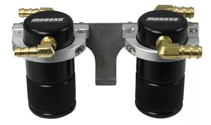 Moroso 85647 Air/Oil Separator Catch Can – Billet Aluminum – Black (w/Front Mount Intercooler) fits 2008-2014 Subaru STI
