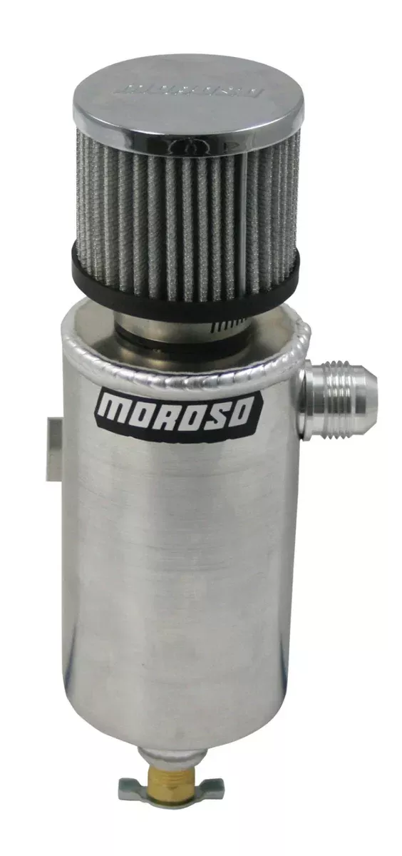 Moroso Breather Tank/Catch Can -12An Male Fitting – Roll Bar Mount – Aluminum