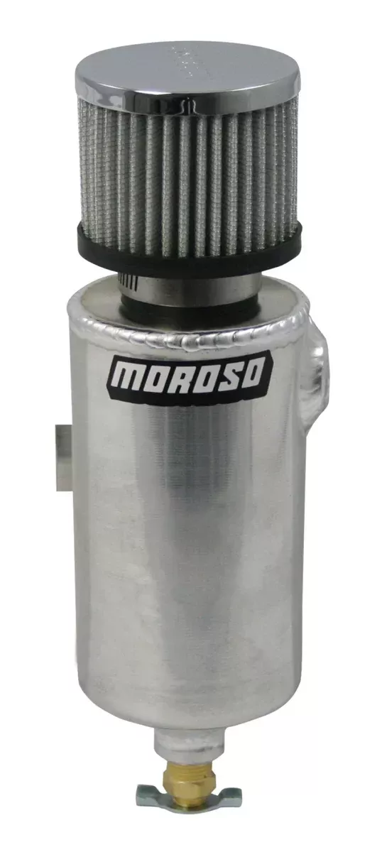 Moroso Breather Tank/Catch Can – 3/8in NPT Female Fitting – Roll Bar Mount – Aluminum