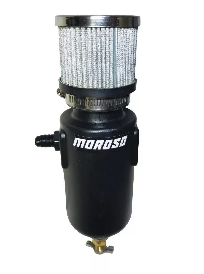 Moroso Breather Tank/Catch Can -6An Male Inlet – Black Polyethylene