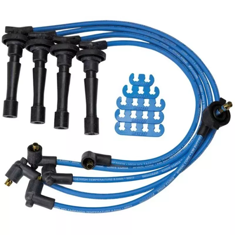 Moroso Custom Ignition Wire Set – Blue Max – Spiral Core – Colored High Temp Wire Separators – Blue