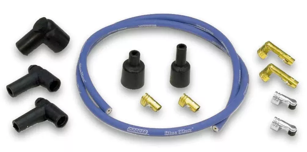 Moroso Ignition Coil Wire Kit – Blue Max – Solid Core – 8mm – 3ft Wire / Terminals / Boots 72855