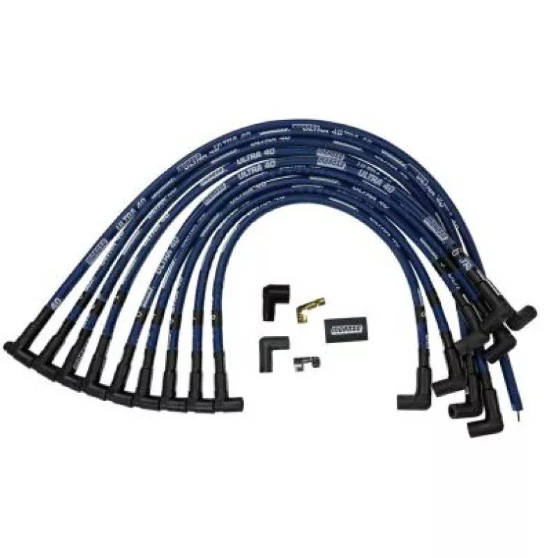 Moroso Ignition Wire Set – Ultra 40 – Sleeved – HEI – 90 Degree – Blue fits Chevrolet Small Block