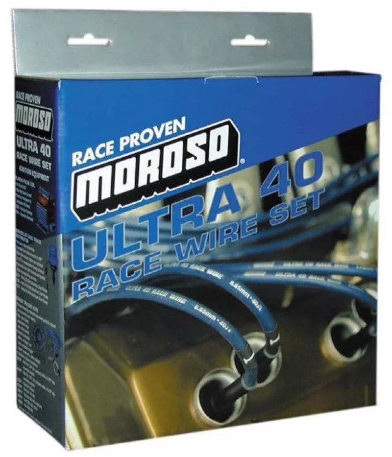 Moroso Ignition Wire Set – Ultra 40 – Sleeved – Non-HEI – 135 Degree – Blue fits Ford 302
