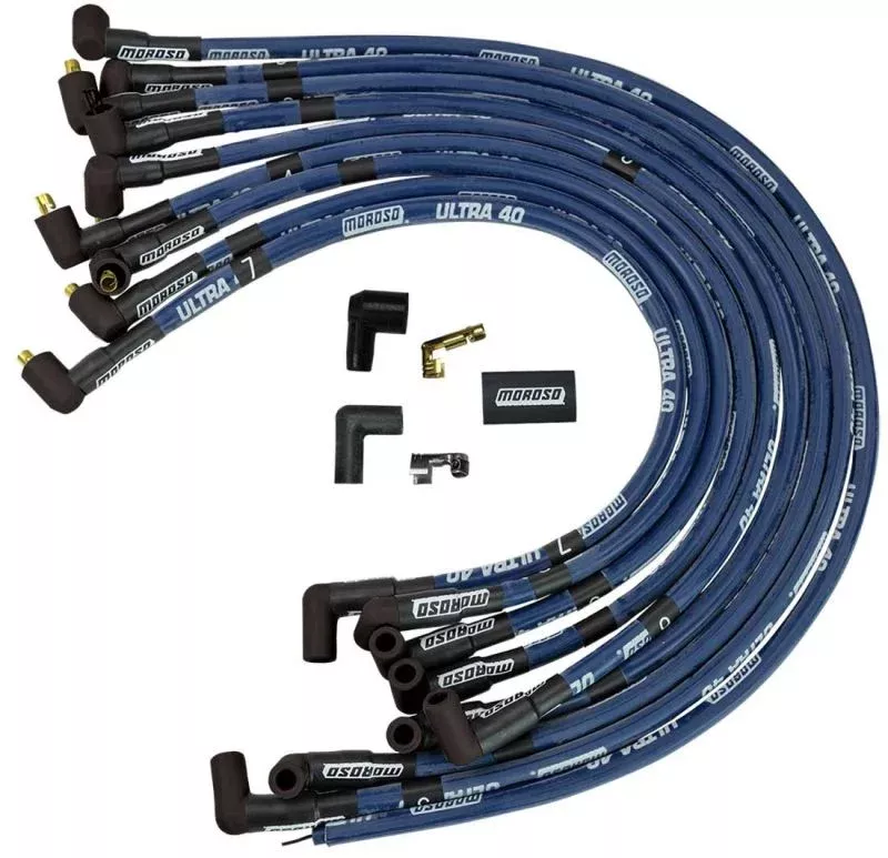 Moroso Ignition Wire Set – Ultra 40 – Sleeved – Non-HEI – 90 Degree – Blue fits Chevrolet Big Block