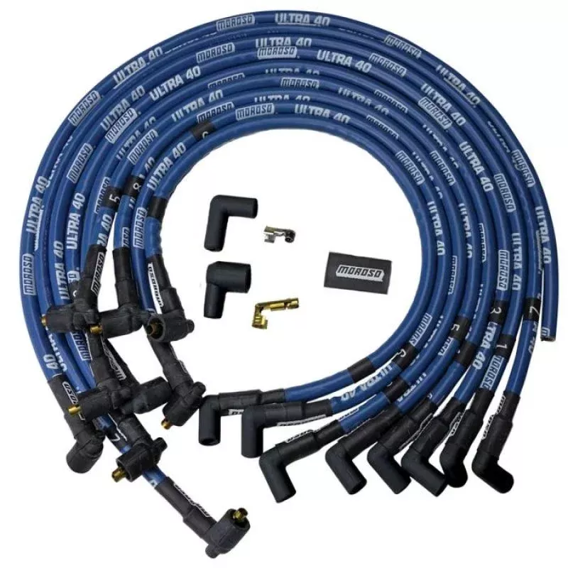Moroso Ignition Wire Set – Ultra 40 – Sleeved – Non-HEI – Crab – 90 Degree – Blue fits Chevrolet Big Block