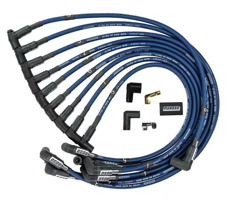 Moroso Ignition Wire Set – Ultra 40 – Unsleeved – HEI – Over Valve – Blue fits Chevrolet Small Block