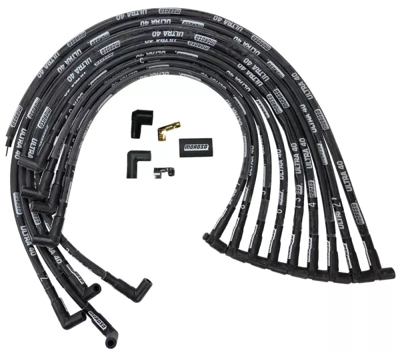 Moroso Ignition Wire Set – Ultra 40 – Unsleeved – HEI – Under Header – Black fits Ford 289-302