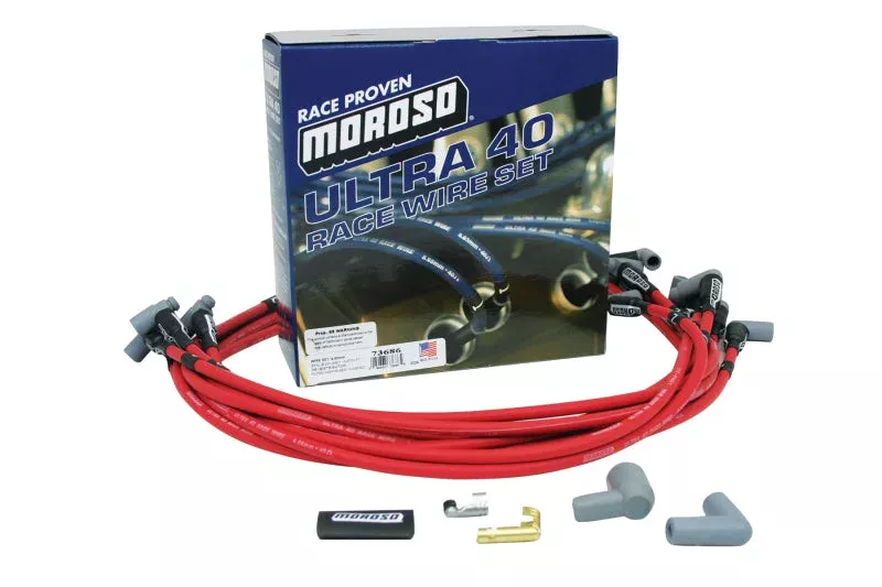 Moroso Ignition Wire Set – Ultra 40 – Unsleeved – HEI – Under Header – Red fits Chevrolet Small Block
