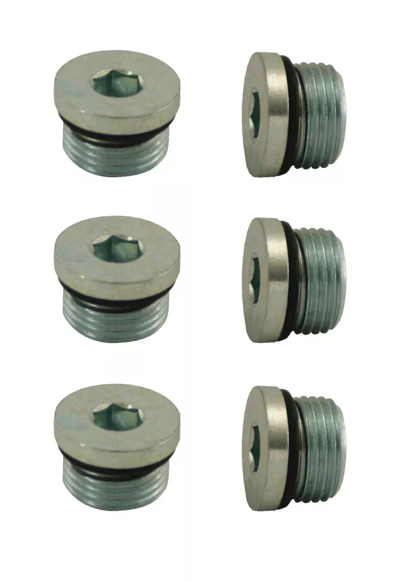 Moroso Pipe Plug w/O-Ring -8An 3/4in-16 – Steel – 6 Pack