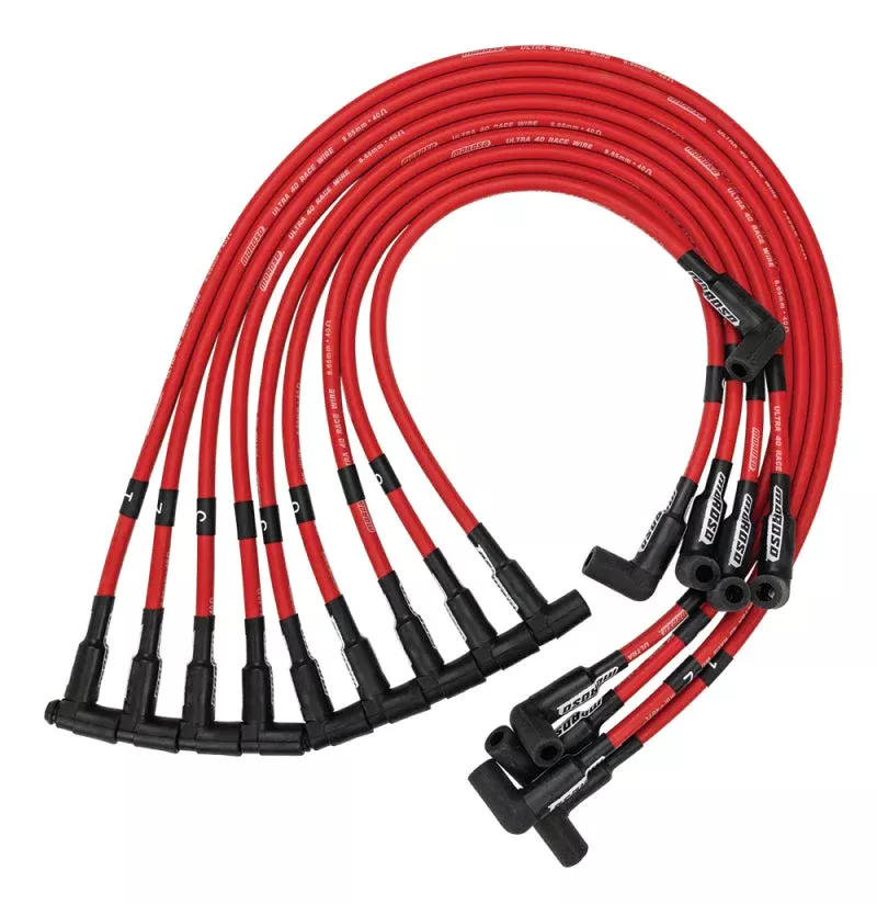 Moroso (Sprint Car) Ignition Wire Set – Ultra 40 – Unsleeved – HEI – Red fits Chevrolet Small Block