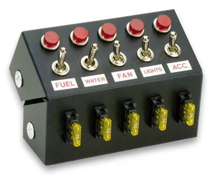 Moroso Toggle Switch Panel – Cage Mount – 5.5in – Five On/Off Switches
