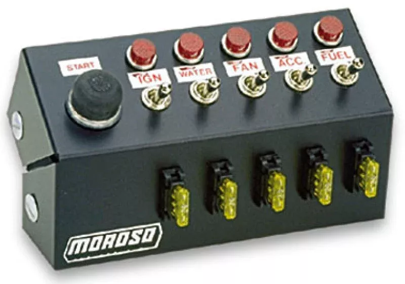 Moroso Toggle Switch Panel – Cage Mount – 7in – Five On/Off Switches