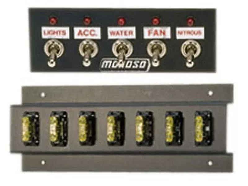 Moroso Toggle Switch Panel – Dash Mount – 2in x 5.5in – Five On/Off Switches