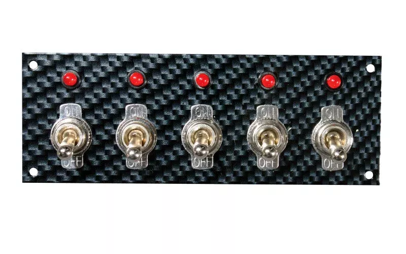 Moroso Toggle Switch Panel – Dash Mount – 2in x 5.5in – Grey/Black Fiber Design