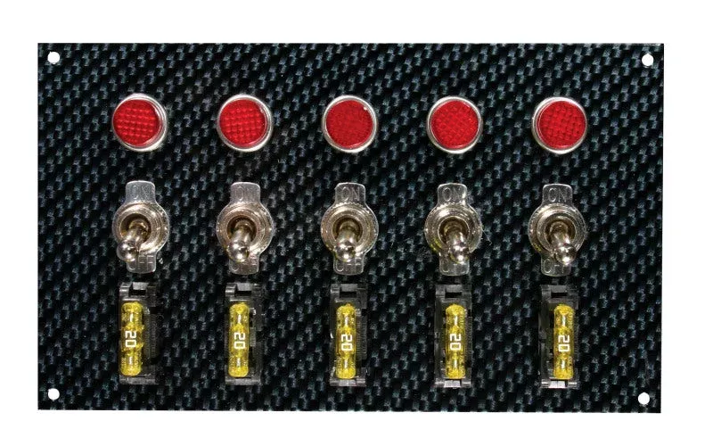 Moroso Toggle Switch Panel – Dash Mount – 4in x 6.75in – Grey/Black Fiber Design
