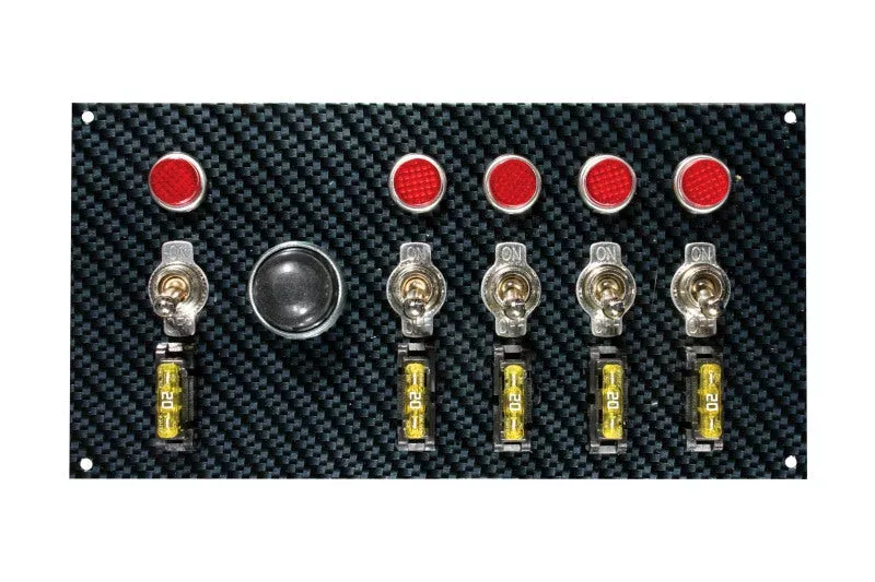 Moroso Toggle Switch Panel – Dash Mount – 4in x 7.75in – Grey/Black Fiber Design