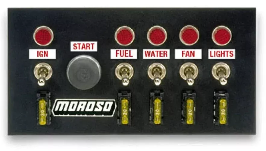 Moroso Toggle Switch Panel – Drag Race – 4in x 7.75in – Five On/Off Switches