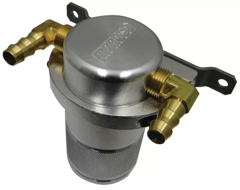 Moroso Universal Air/Oil Separator Catch Can – Small Body w/o Drain – Billet Aluminum – Black Finish