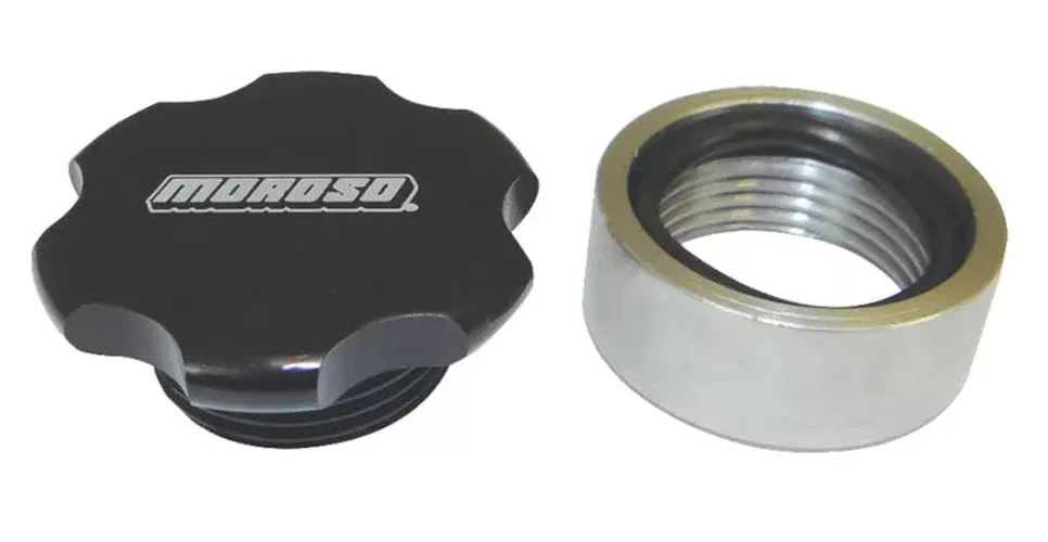 Moroso Universal Filler Cap Kit – 1-1/4-12UNF – Steel Bung – Black Anodized