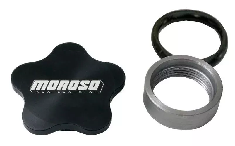 Moroso Universal Filler Cap Kit – 1-3/8-12 – Aluminum Bung – Black Anodized