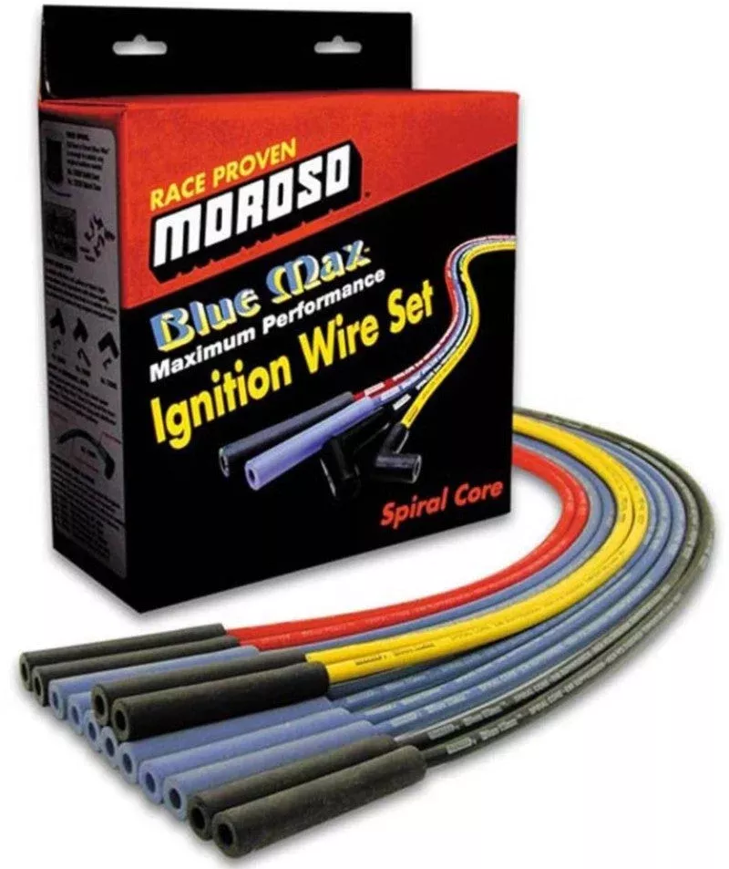 Moroso Universal Ignition Wire Set – 4 Cyl – Blue Max – Spiral Core – Unsleeved – Straight – Blue