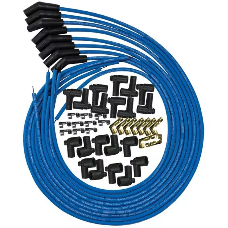 Moroso Universal Ignition Wire Set – Blue Max – Spiral Core – Unsleeved – 135 Degree – Blue