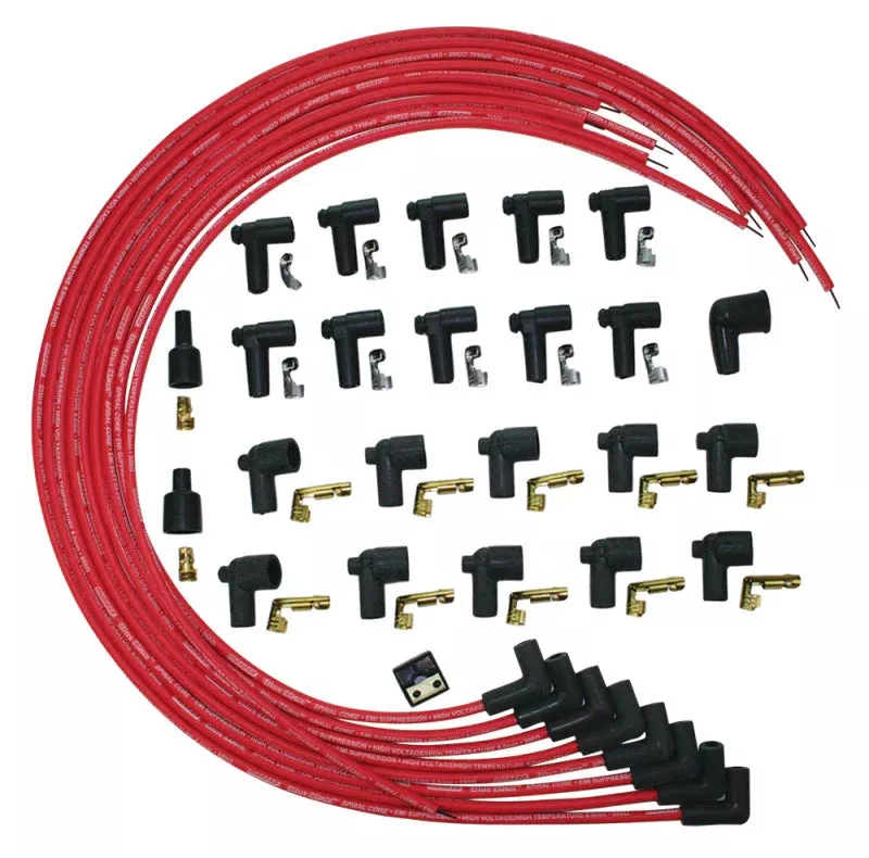 Moroso Universal Ignition Wire Set – Blue Max – Spiral Core – Unsleeved – 90 Degree – Red