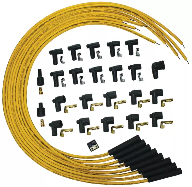 Moroso Universal Ignition Wire Set – Blue Max – Spiral Core – Unsleeved – Straight – Yellow