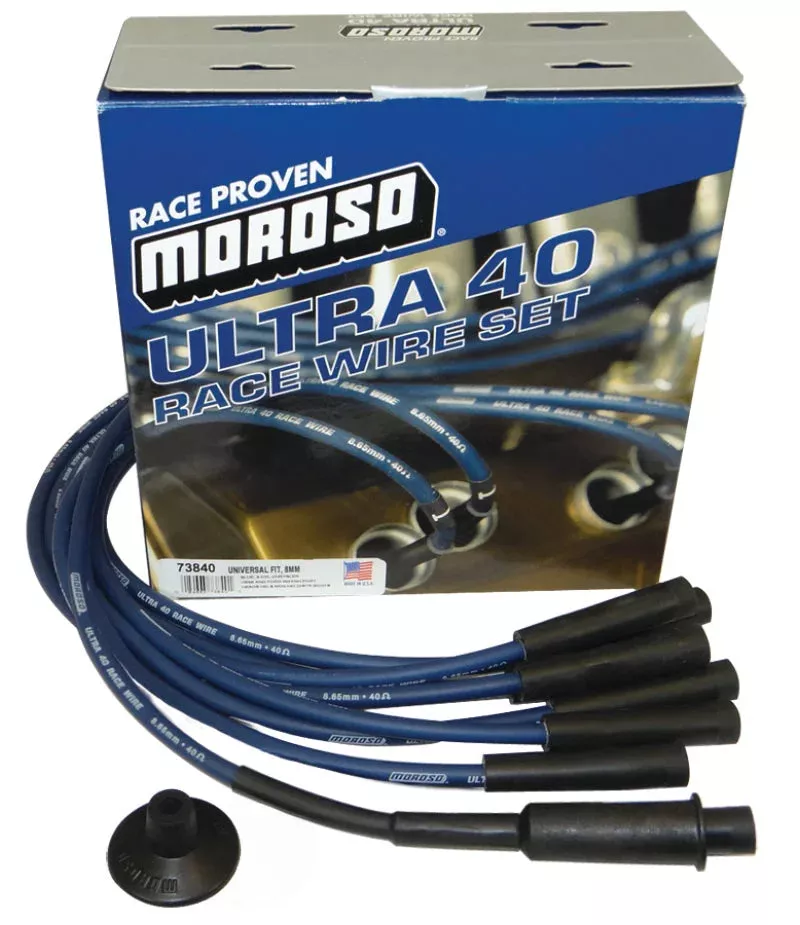 Moroso Universal Ignition Wire Set – Ultra 40 – Blue fits Mopar / Chrysler (w/Hemi Heads)