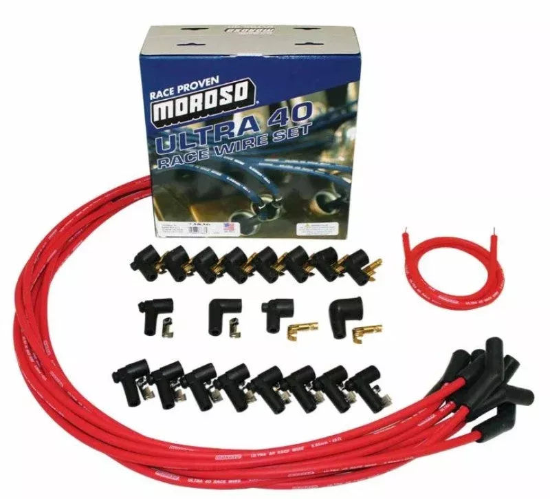 Moroso Universal Ignition Wire Set – Ultra 40 – Unsleeved – 135 Degree – Red
