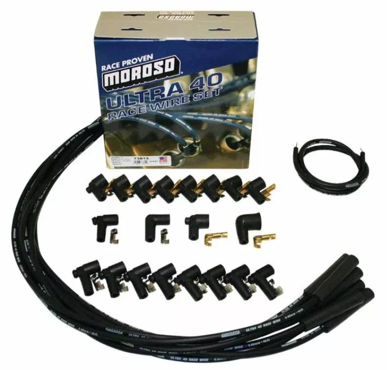 Moroso Universal Ignition Wire Set – Ultra 40 – Unsleeved – Straight – Black