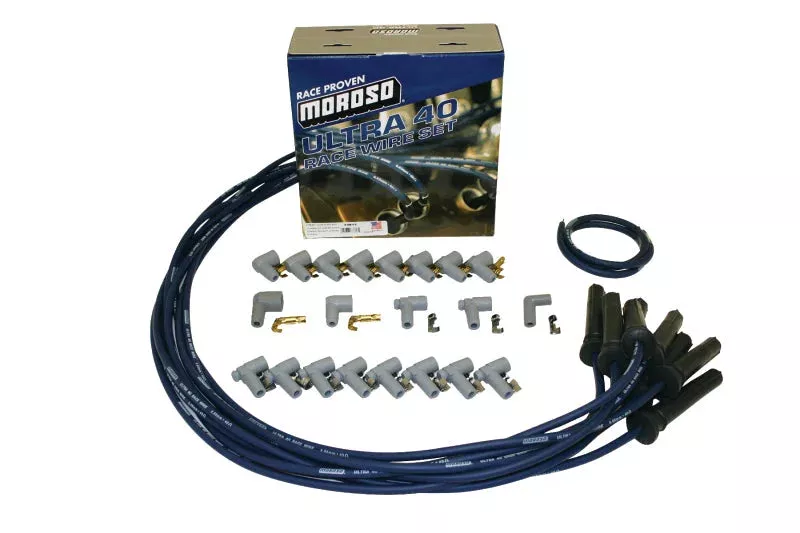 Moroso Universal Ignition Wire Set – Ultra 40 – Unsleeved – Straight – Pro-Boot – Blue