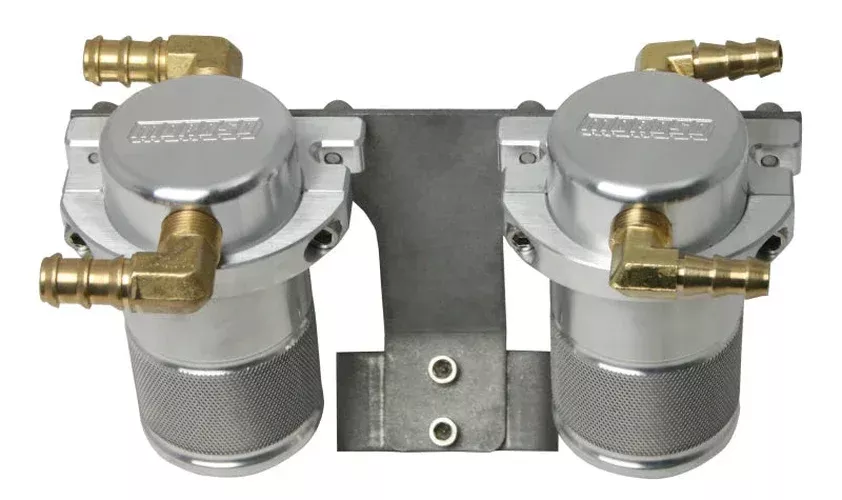 Moroso (w/Front Mount Intercooler) Air/Oil Separator Catch Can – Billet Aluminum fits 2004-2007 Subaru STI