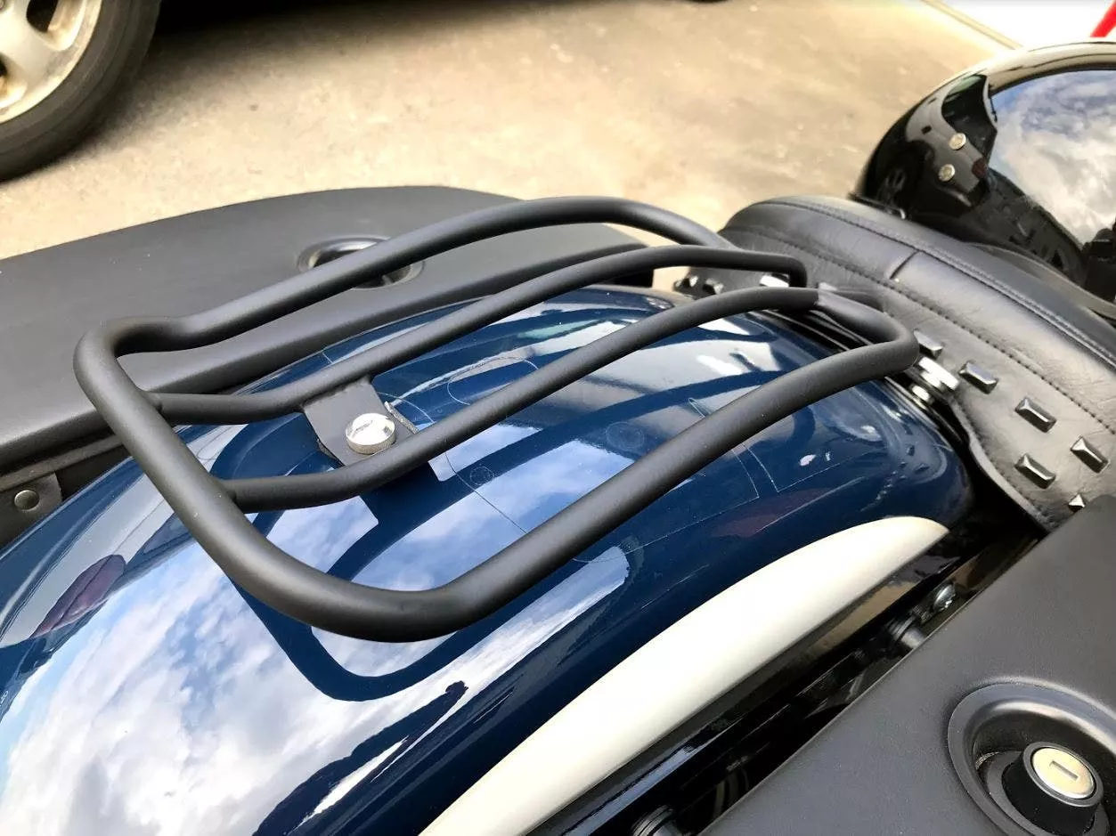 Motherwell 7" Solo Matte Black Luggage Rack 4 Harley 06-17 Softail Deluxe Models