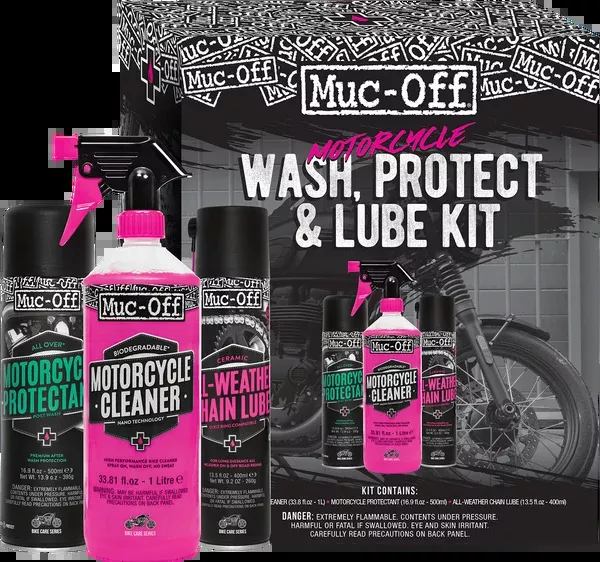 Muc-Off USA Motorcycle Wash, Protect & Lube Kit