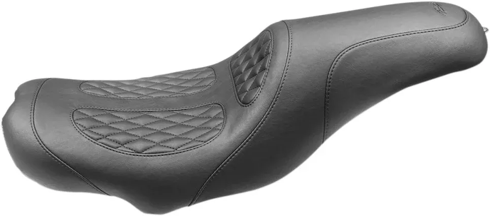 Mustang 75224 Black Fastback Dave Perewitz Signature Seat Harley FLHT/R/X 08-23