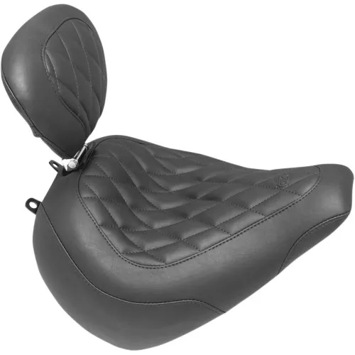 Mustang Black Wide Tripper Solo Seat with Backrest for 2018-2024 Harley Breakout - Diamond