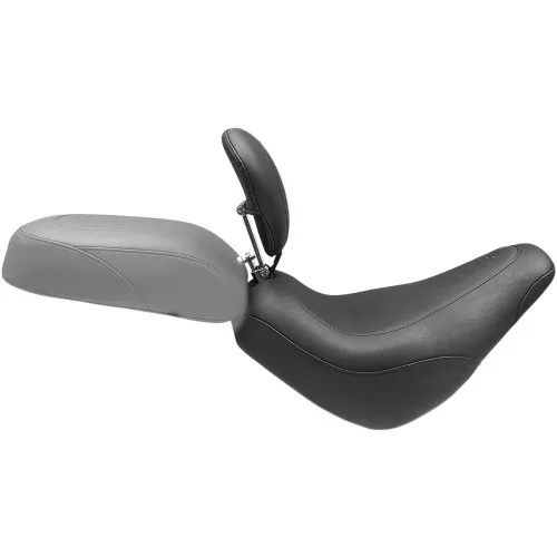 Mustang Black Wide Tripper Solo Seat with Backrest for 2018-2024 Harley FXBB - Vintage