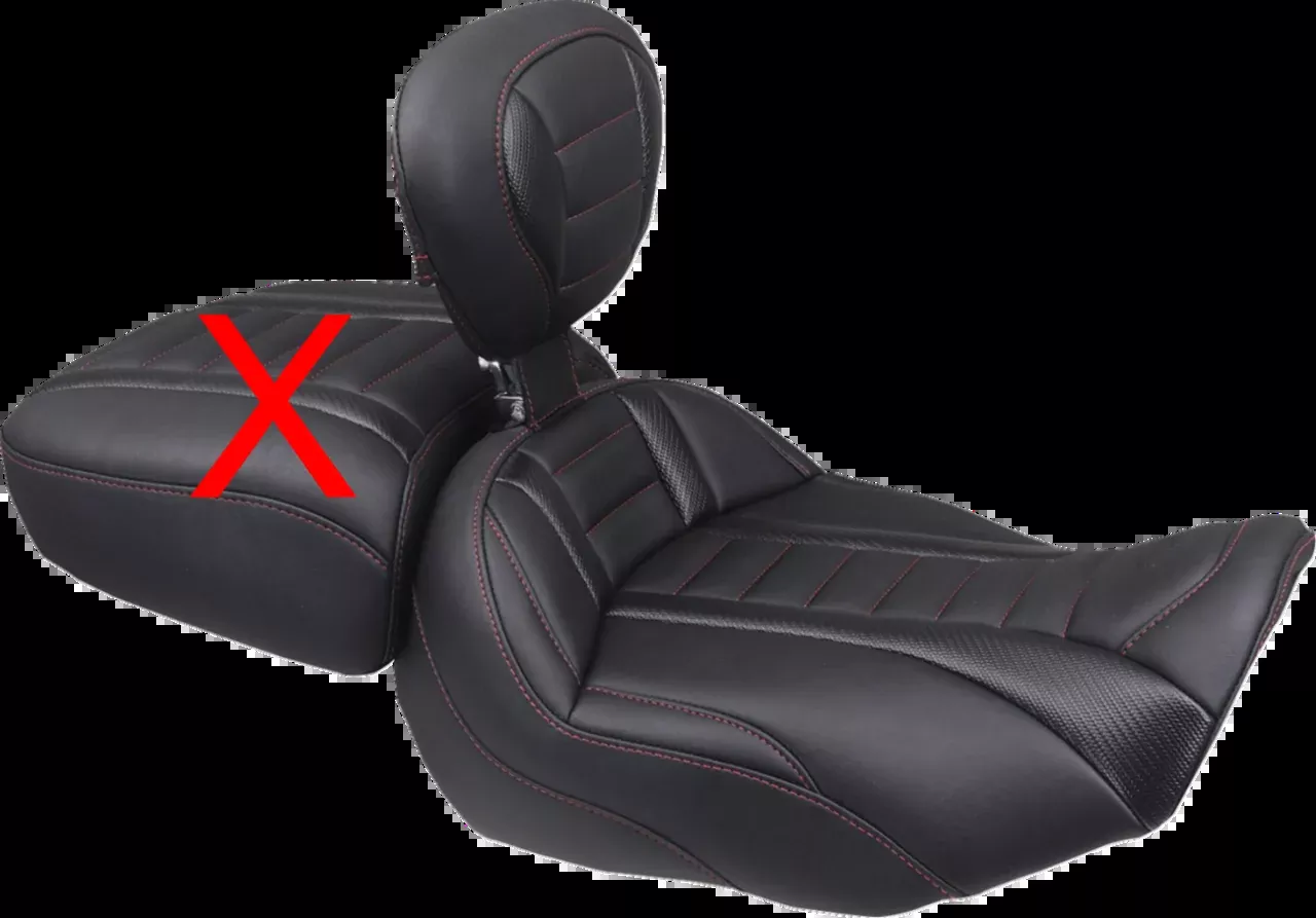 Mustang Deluxe Extended Red Stitch Solo Seat & Backrest for 23-26 Harley Touring