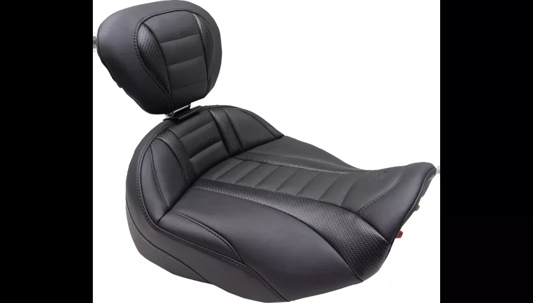 Mustang Deluxe Touring Black Stitch Solo Seat W/Backrest 4 Harley 23-24 FLT/FLH