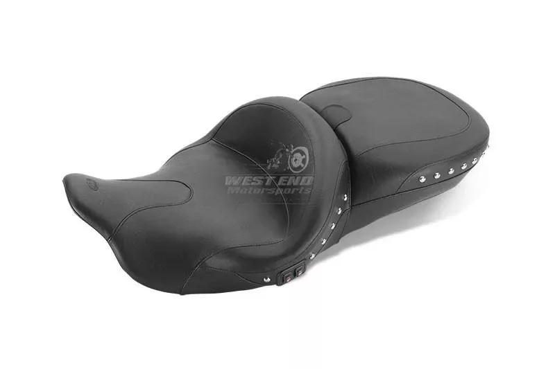 Mustang Seats Heated One-Piece Summit Seat for Harley-Davidson Touring Models 2014-Up -Chrome Studs with Receiver (Not for '24-Up FLHX/FLTR Models)