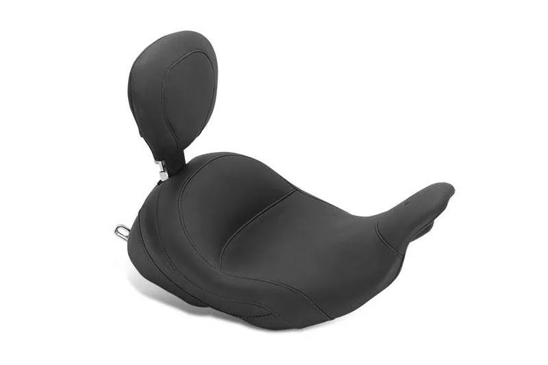 Mustang Seats LowDown Solo Seat with Driver Backrest for Harley Davidson Touring Models 2009-Up -Vintage (Not for '24-Up FLHX/FLTR Models)