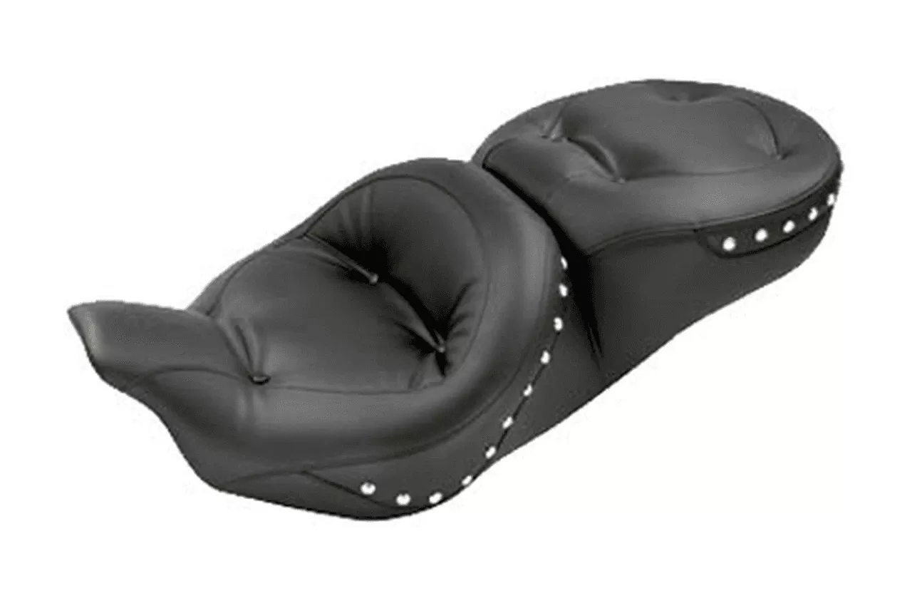 Mustang Seats One-Piece Regal Super Touring Seat for Harley Davidson Touring Models 2008-Up -Chrome Studs with Receiver (Not for '24-Up FLHX/FLTR Models)