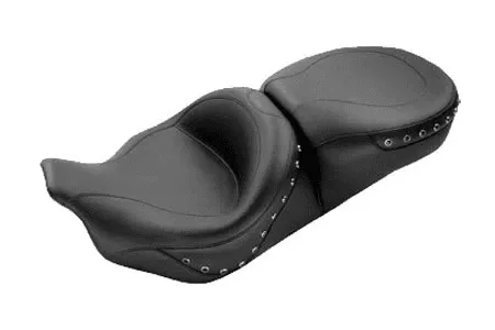 Mustang Seats One-Piece Super Touring Seat for Harley Davidson Touring Models 2008-Up -Chrome Studs with Receiver (Not for '24-Up FLHX/FLTR Models)