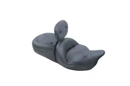 Mustang Seats Regal One-Piece Super Touring Seat with Driver Backrest for Harley Davidson Touring Models 2008-Up -Chrome Studs (Not for '24-Up FLHX/FLTR Models)