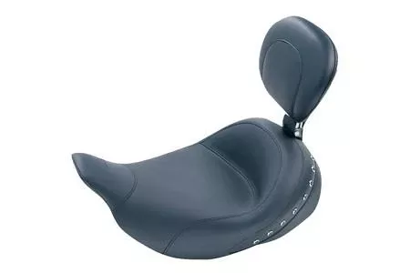 Mustang Seats Solo Seat with Driver Backrest for Harley Davidson Touring Models 2008-Up -Chrome Studs (Not for '24-Up FLHX/FLTR Models)